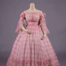 PRINTED COTTON DAY DRESS, c. 1855
