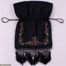 EMBROIDERED SILK DRAWSTRING BAG, 1860s