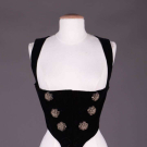 BLACK SILK VELVET FOLK BODICE, EUROPEAN, EARLY 20TH C