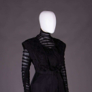 BLACK SILK TRICOT DAY DRESS c. 1900