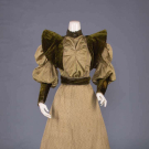 GREEN SILK & VELVET AFTERNOON DRESS, c. 1895