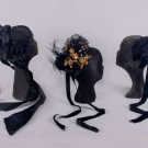 THREE BLACK BONNETS, 1880-1890s