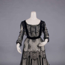 BLACK LACE &amp; SILK VELVET EVENING DRESS, c. 1906
