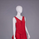 SCARLET WATERED SILK EVENING GOWN, 1930s