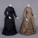 TWO WOOL OR SILK DAY DRESSES, EARLY-MID 1880s