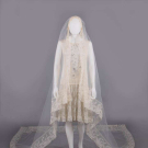 BEADED LACE &amp; SATIN WEDDING DRESS &amp; VEIL, MID 1920s