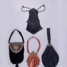 FIVE SILK, VELVET OR SUEDE PURSES, EARLY 20TH C