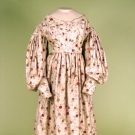 PRINTED SILK & WOOL DAY DRESS, 1835-1840