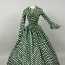 LEAF PRINTED COTTON DRESS, 1845-1850