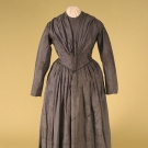 HEATHERED SATIN DAY DRESS, 1840s