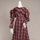 PURPLE PLAID SILK GOWN, 1820s
