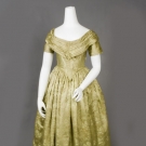 SILK DAMASK EVENING GOWN, 1840s