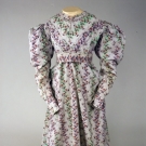 LILAC, GREEN &amp; WHITE STRIPED DRESS, 1825-1835