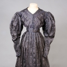 GAUZE JACQUARD SILK MOURNING GOWN, 1830s