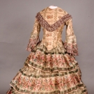 PRINTED WOOL BAREGE DRESS, 1850s