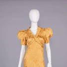 PATTERNED SILK EVENING DRESS, c. 1936