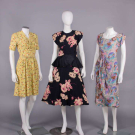 THREE PRINTED SILK DRESSES, AMERICA, 1940s