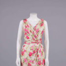 CEIL CHAPMAN PRINTED SILK PARTY DRESS, AMERICA, 1950s