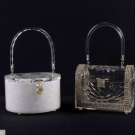 TWO RIALTO LUCITE BOX BAGS, NEW YORK, 1950s