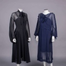 TWO CREPE OR GEORGETTE DRESSES, 1930-1940