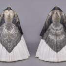 TWO CHANTILLY LACE SHAWLS, 1860s