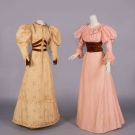 TWO AESTHETIC MOVEMENT DINNER OR TEA DRESSES, USA c. 1894 & c. 1905