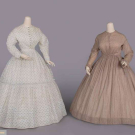 TWO PRINTED COTTON DAY DRESSES, 1850s
