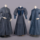 THREE PRINTED COTTON DAY OR HOUSE DRESSES, 1880s-1890s