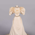 RIBBED SILK WEDDING GOWN, NEW YORK, LATE 1890s