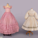TWO GIRL’S SILK &amp; COTTON DRESSES, 1850s