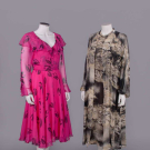 TWO PAULINE TRIGERE SILK CREPE EVENING ENSEMBLES, USA, 1970s