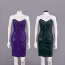 TWO MICHAEL HOBAN LEATHER &amp; SUEDE MINI DRESSES, USA, 1980s