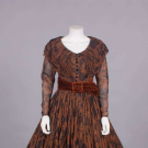 JAMES GALANOS PRINTED CHIFFON COCKTAIL DRESS, MID 1950s