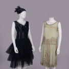 TWO SILK PARTY DRESSES, MID 1920s