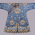 BLUE SILK EMBROIDERED DRAGON ROBE, CHINA, 1870-1900