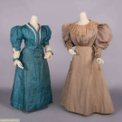 TWO SILK DAY DRESSES, 1890s