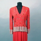 CORAL &amp; TURQUOISE EVENING GOWN, 1940s