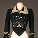 HIGH STYLED BLACK WOOL BODICE, c. 1900