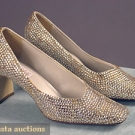 2 PR. RHINESTONE COVERED PUMPS, 8.5M, c. 1970