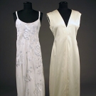 2 DESIGNERS WHITE EVENING GOWNS, 1970s